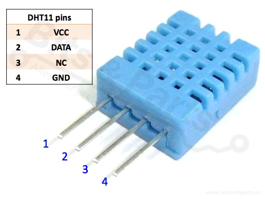 Temperatuursensor en luchtvochtigheidssensor DHT11